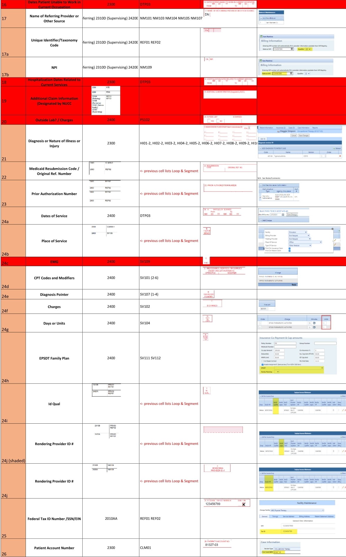 CMS1500 Electronic to Paper Mapping Practice Pro Knowledge Base